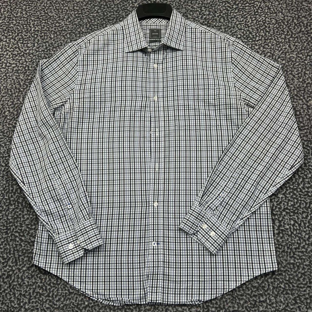 Gap Button Up Shirt Men Large Gingham Non-Iron Long Sleeve Collared Cotton L